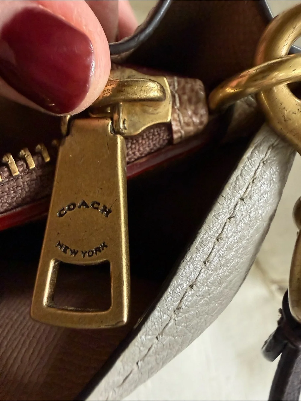 COACH Willow toys grey leather gold hardware